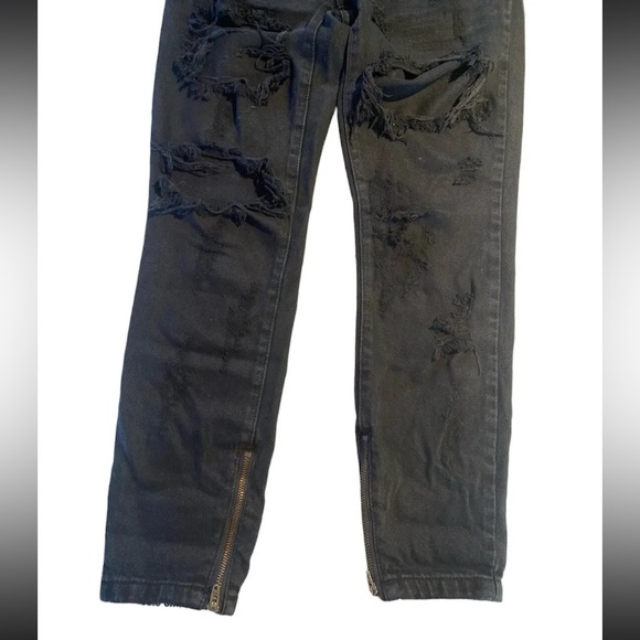 ONE TEASPOON Trashed Freebirds Zippered Ankle Black Size 25 - Picture 5 of 14